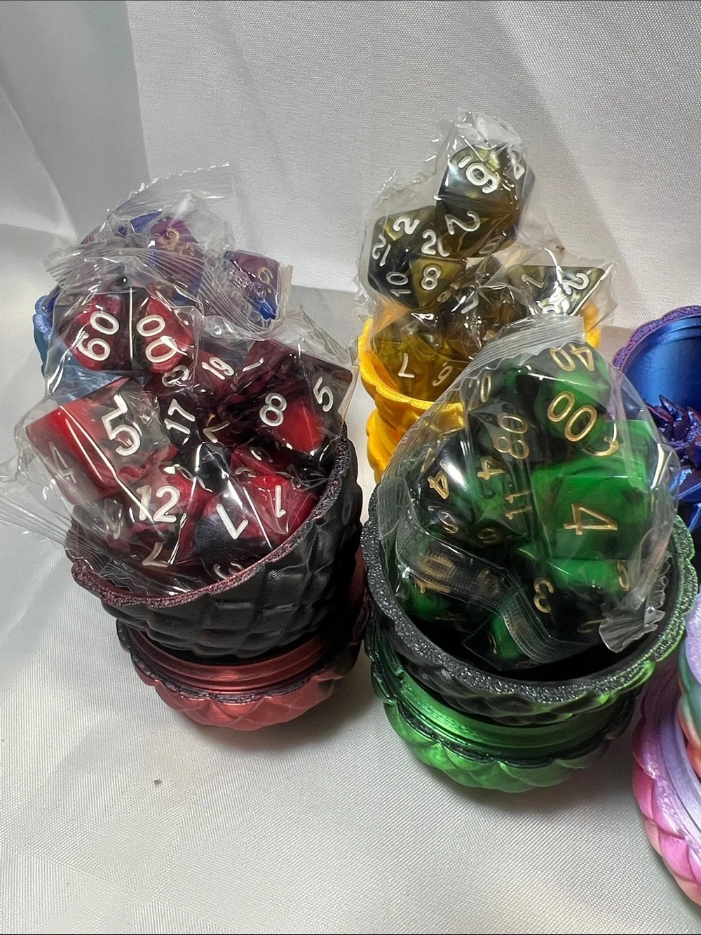 Assorted Metallic Dragon Scale Dice Containers - Multicolor